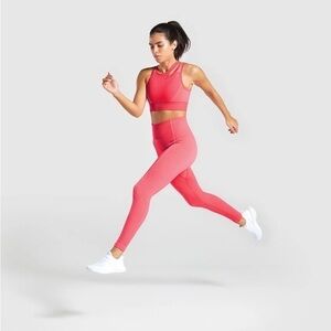Gymshark Ultra Seamless Neon Pink Sports Bra and Leggings Set SMALL